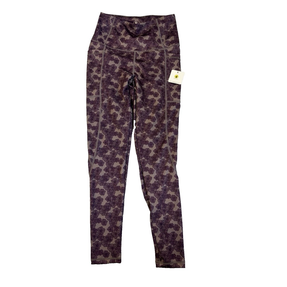 Body Glove Women's Sm Purple Floral Workout Active Gym Athletic Leggings‎